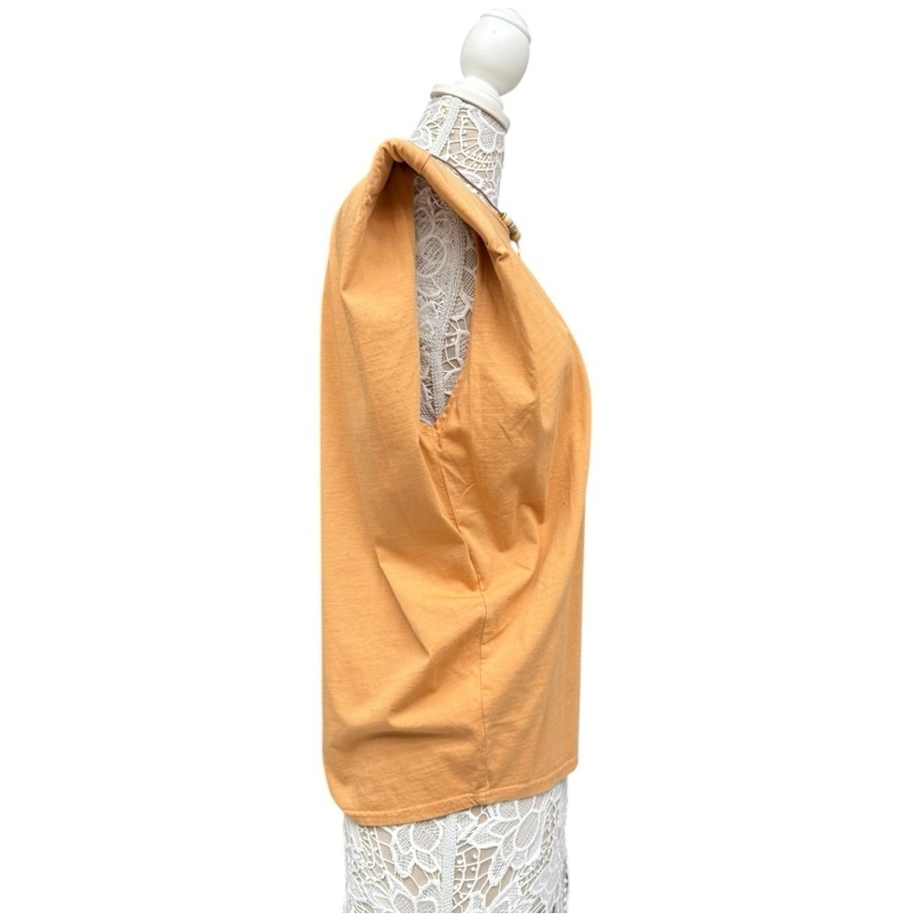 Free People x Sandrine Rose Padded Shoulder Tank Tee Size S Oversized, Golden - Picture 5 of 11